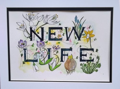 Lynne. New Life, watercolour & pen.